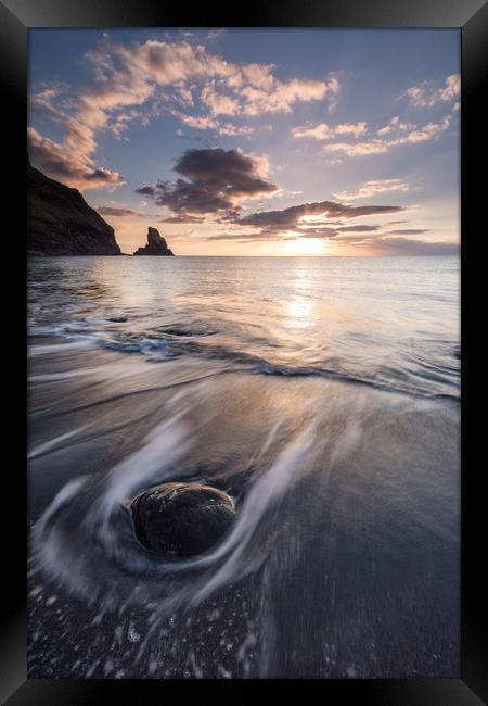 Talisker Bay Sunset Framed Print by James Grant