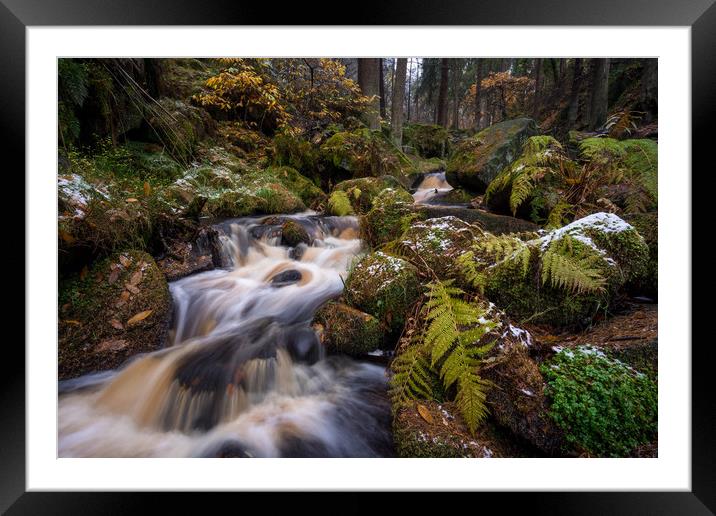 Wyming Brook Autumn Snow  Framed Mounted Print by James Grant