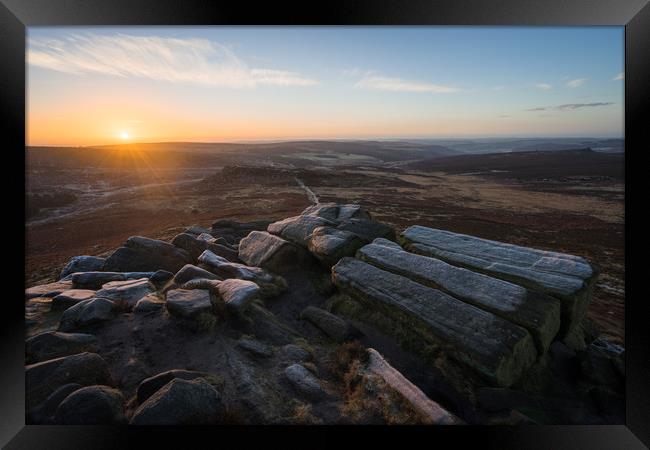 Higger Tor Sunrise  Framed Print by James Grant