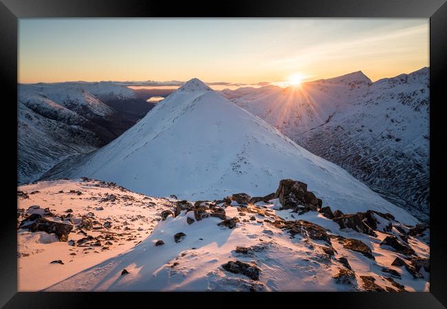 Buachaille Etive Beag - Stob Coire Raineach Sunset Framed Print by James Grant