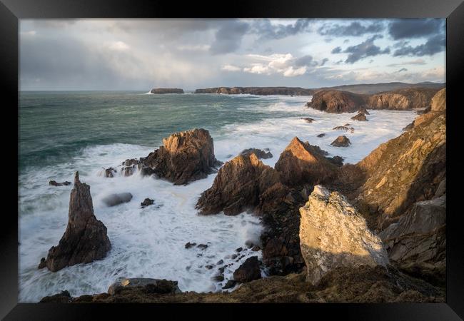 Mangersta Sea Stacks Sunset  Framed Print by James Grant