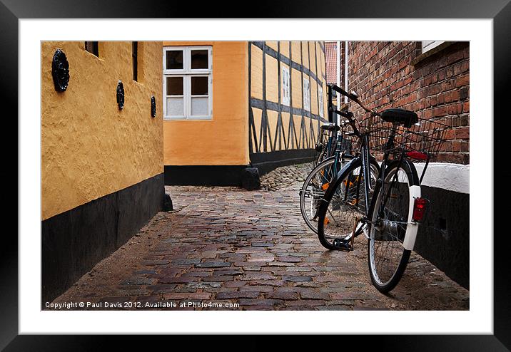 Bicycles in Ribe Framed Mounted Print by Paul Davis