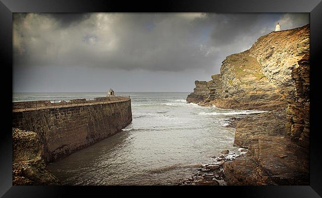 Portreath harbour Framed Print by Paul Davis