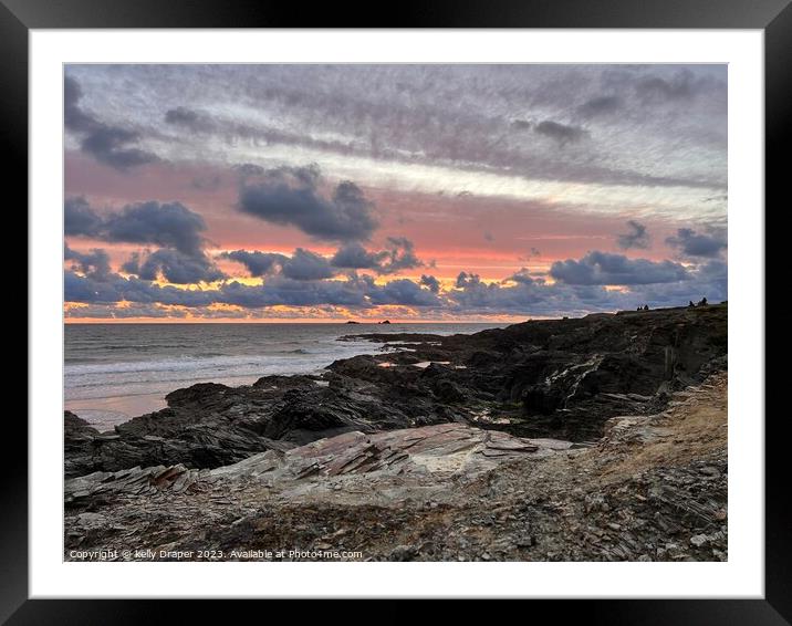 Sunset beach Framed Mounted Print by kelly Draper