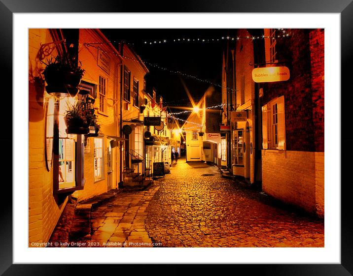 Cobbled  street Framed Mounted Print by kelly Draper
