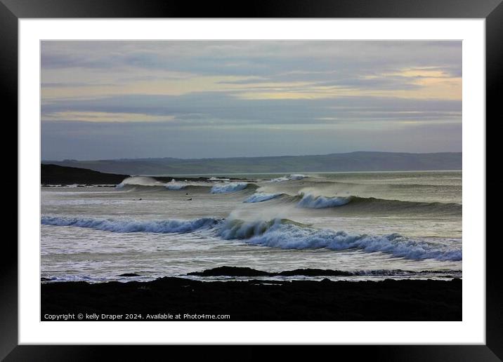 The Waves Of Croyde Bay Framed Mounted Print by kelly Draper