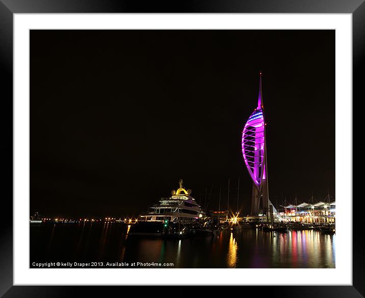 The Spinnaker Tower At Night Framed Mounted Print by kelly Draper