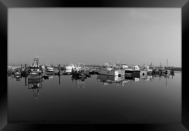 Poole Harbour Boat Refletions Framed Print by kelly Draper