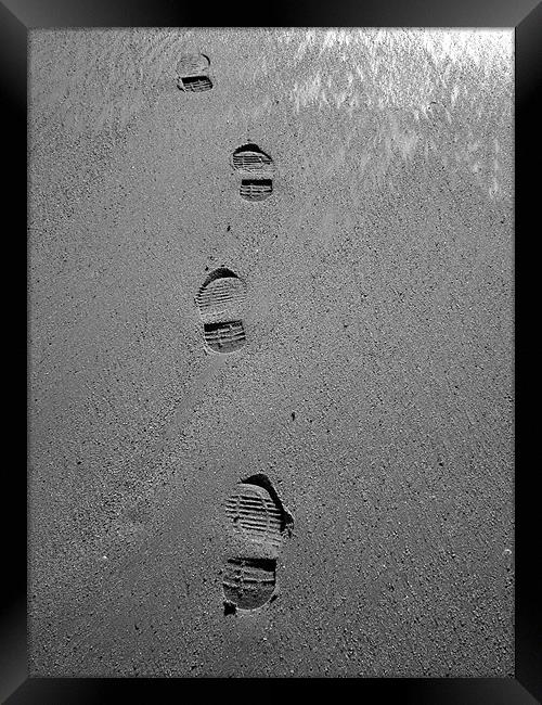 Footprints In The Sand Framed Print by kelly Draper
