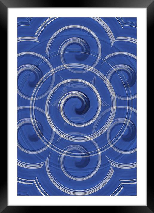 Blue & silver swirl Framed Mounted Print by kelly Draper