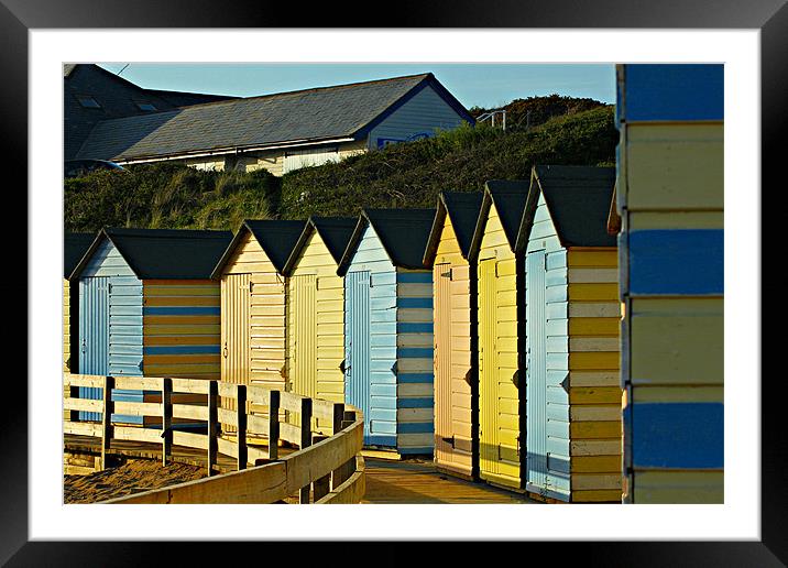 Beach Huts On Summerleaze Framed Mounted Print by kelly Draper