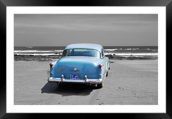 Car on Beach Framed Mounted Print by james balzano, jr.
