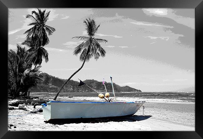 Boat on Beach Framed Print by james balzano, jr.