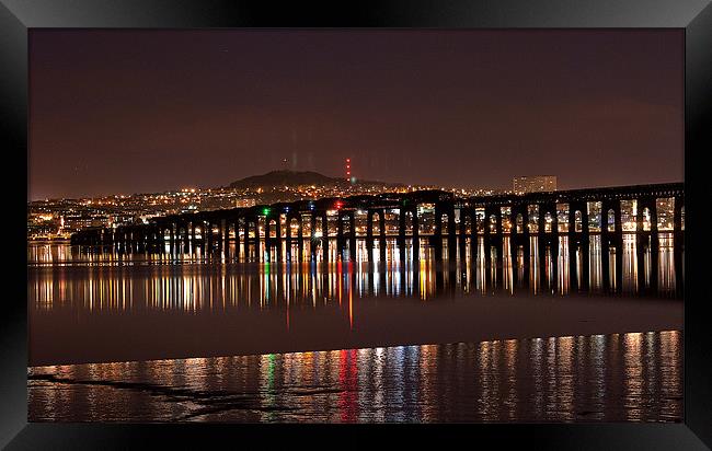 Dundee Tay Bridge at Night Framed Print by Stuart Jack