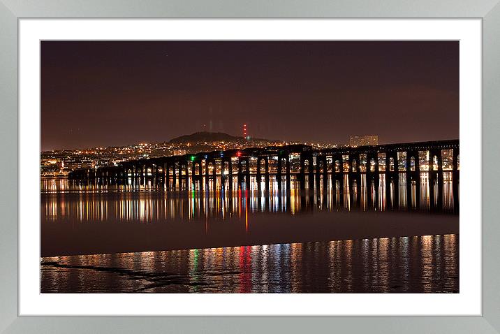 Dundee Tay Bridge at Night Framed Mounted Print by Stuart Jack