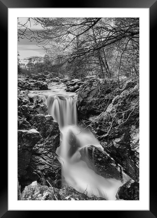 Braan Falls Rushing Under Rumbling Bridge Framed Mounted Print by Stuart Jack