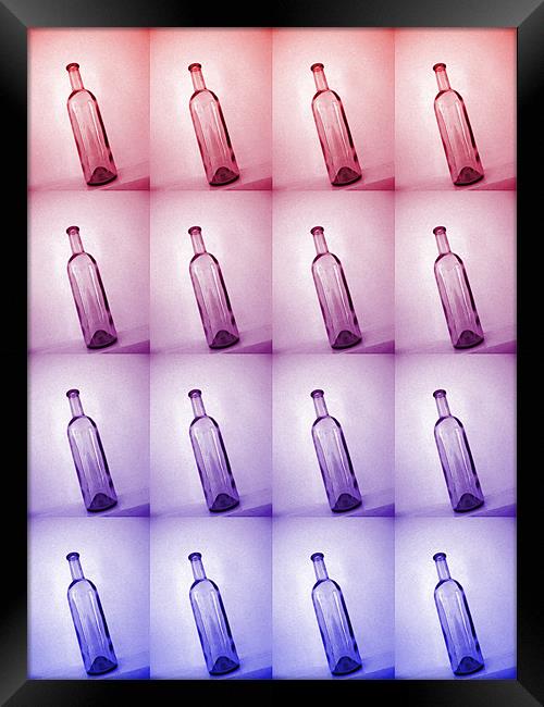 tilted bottles (pinks and blues) Framed Print by Heather Newton