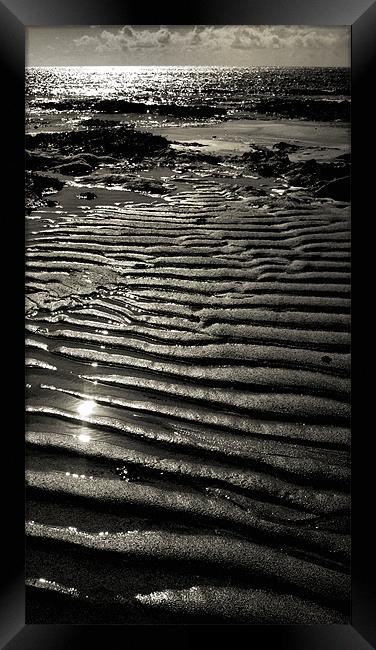 sun, sea and sand - mono Framed Print by Heather Newton