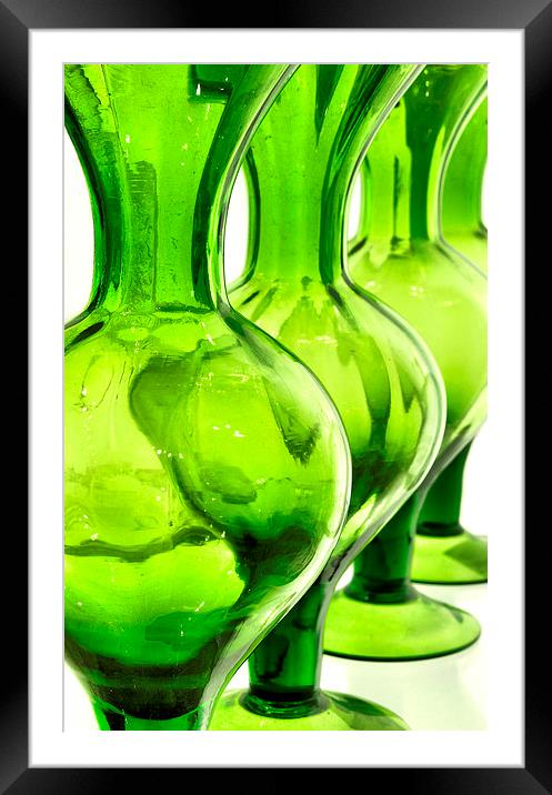 green glass still life Framed Mounted Print by Heather Newton