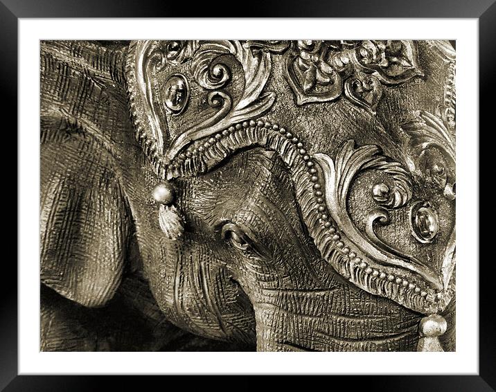 carved elephant Framed Mounted Print by Heather Newton