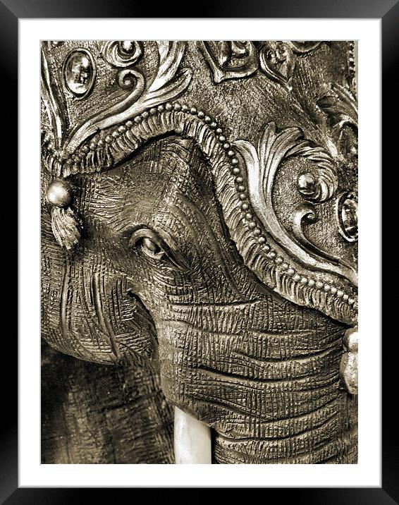 carved elephant 2 Framed Mounted Print by Heather Newton