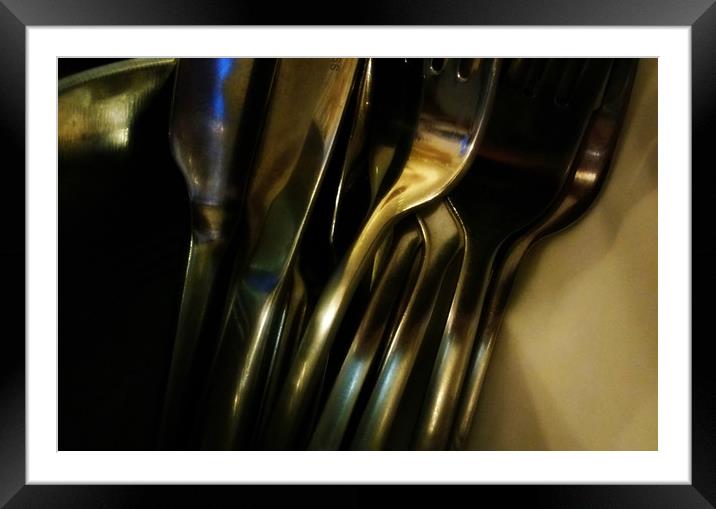 cutlery Framed Mounted Print by Heather Newton