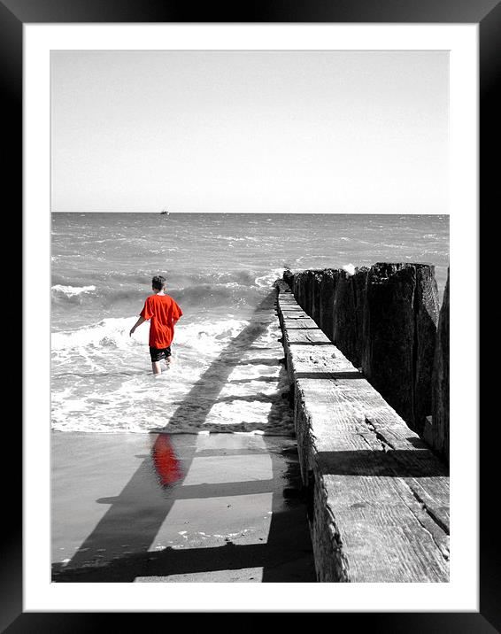 boy in red Framed Mounted Print by Heather Newton