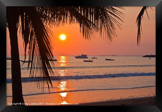 Pacific Sunset Framed Print by Craig Lapsley