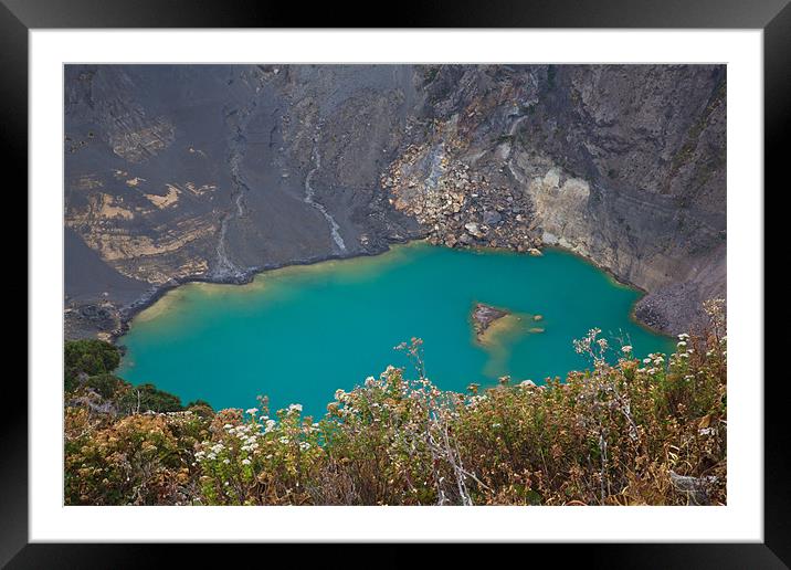 Irazu volcano blue lake Framed Mounted Print by Craig Lapsley