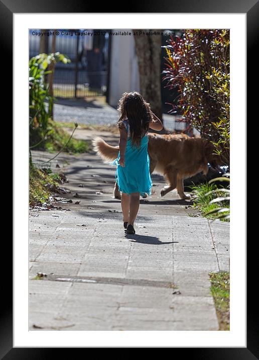 young girl walking her dog Framed Mounted Print by Craig Lapsley