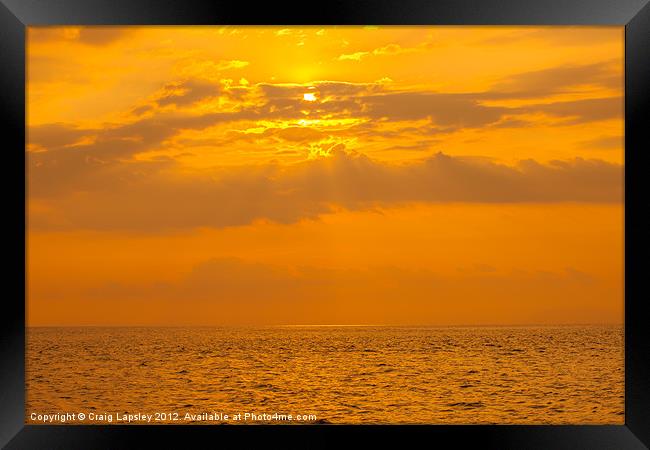 orange pacific ocean sunset Framed Print by Craig Lapsley
