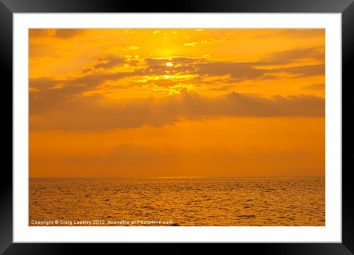 orange pacific ocean sunset Framed Mounted Print by Craig Lapsley
