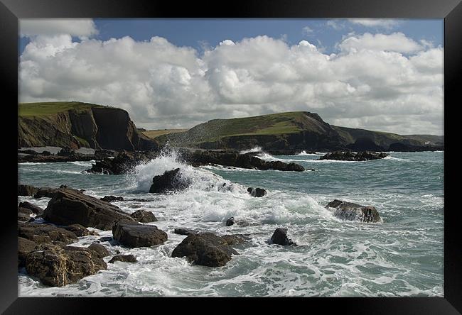 Blegberry beach and Dyers Lookout Framed Print by Pete Hemington