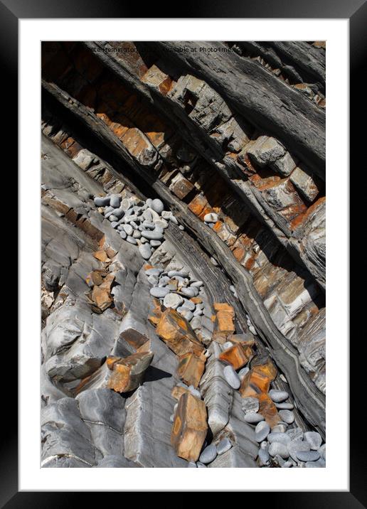 Rock Strata at Hartland Framed Mounted Print by Pete Hemington