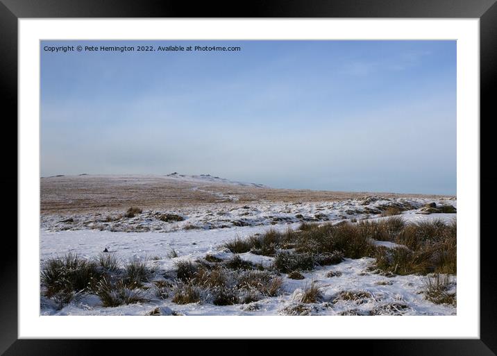 Winter snow on Dartmoor Framed Mounted Print by Pete Hemington