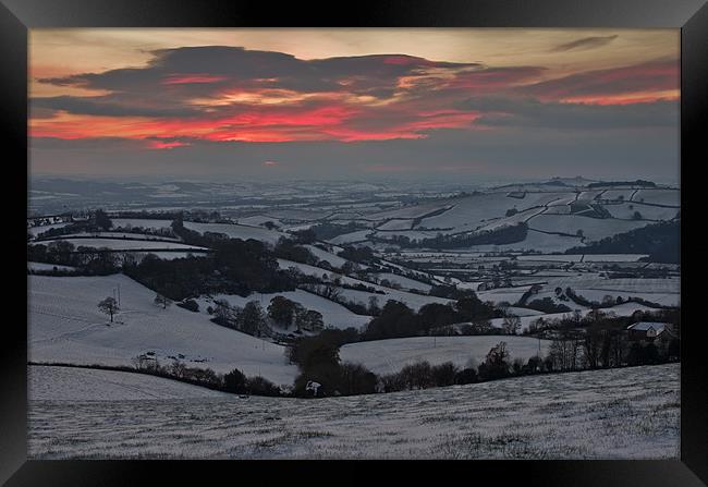 Snow in the Exe valley Framed Print by Pete Hemington