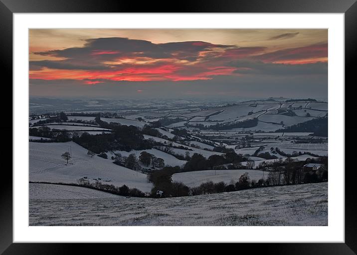 Snow in the Exe valley Framed Mounted Print by Pete Hemington