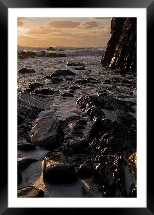 Sun and Surf on the Rocks Framed Mounted Print by Pete Hemington
