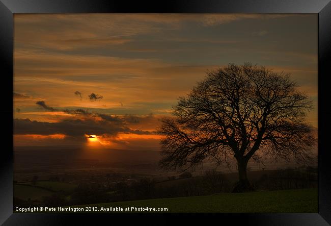 Sunset towards Dartmoor Framed Print by Pete Hemington