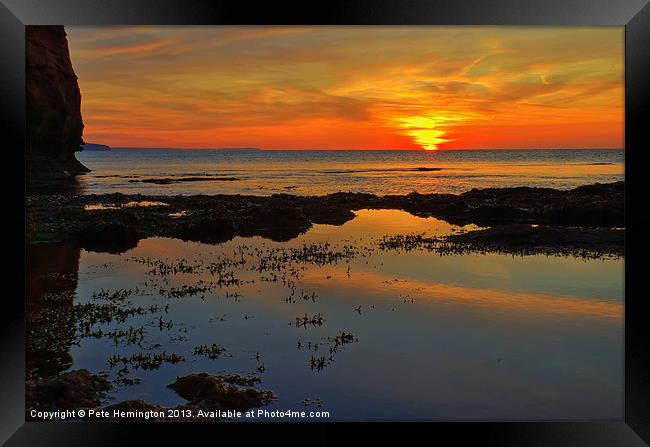 Sunrise at Ladram bay Framed Print by Pete Hemington