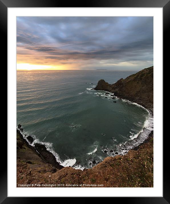 Lundy from near Blagdon Framed Mounted Print by Pete Hemington