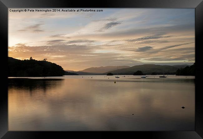 Dusk on Lake Windermere Framed Print by Pete Hemington