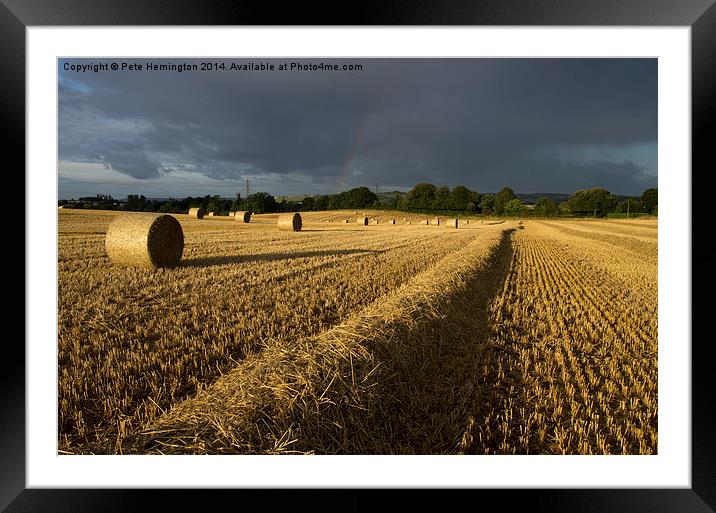 Straw bales and sunlight Framed Mounted Print by Pete Hemington