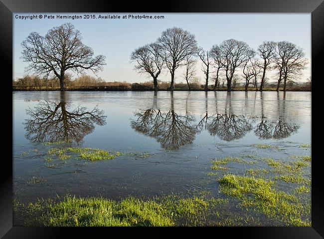  Reflections in flood water Framed Print by Pete Hemington