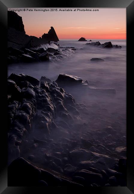  Sunset at Blegberry Beach Framed Print by Pete Hemington