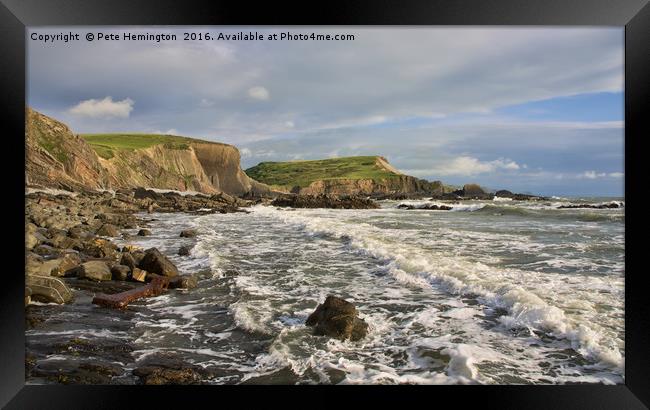 Blegberry Beach In North Devon Framed Print by Pete Hemington