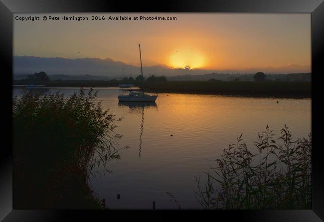 Sunset on Exe Estuary at Topsham in Devon Framed Print by Pete Hemington