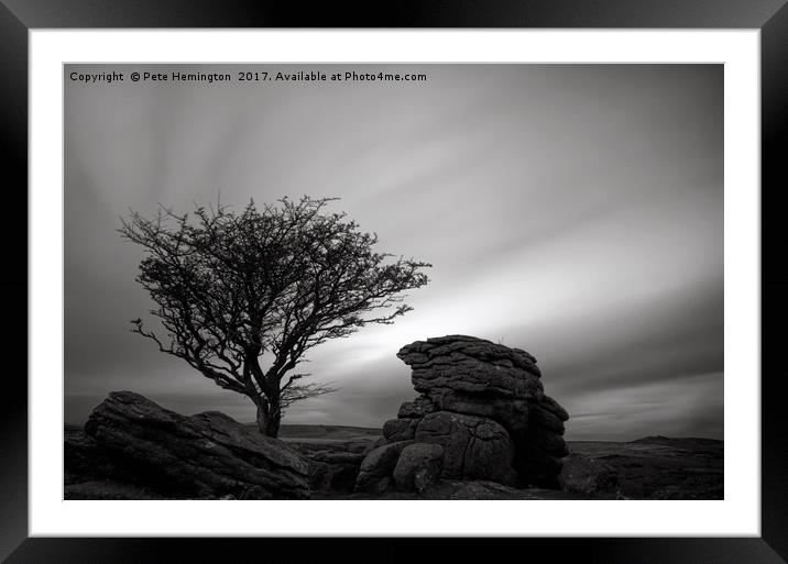 Holwell Tor and Lone tree on Dartmoor Framed Mounted Print by Pete Hemington