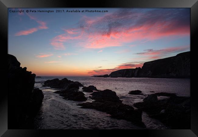 Sunset at Ayrmer Cove Framed Print by Pete Hemington