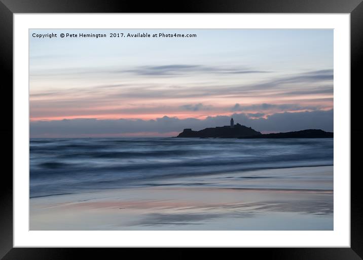 Godrevy Lighthouse from the beach Framed Mounted Print by Pete Hemington